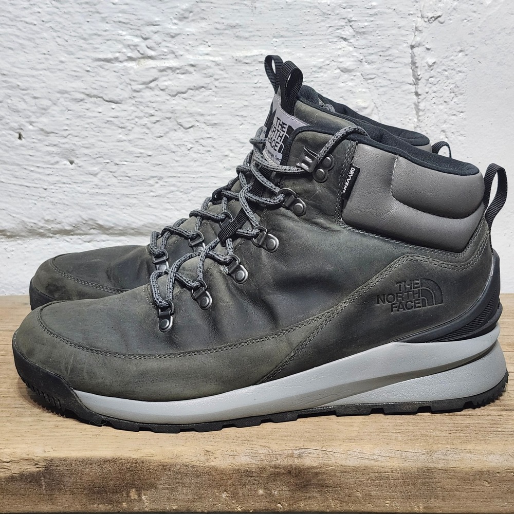 The North Face Berkeley Leather Hiking Ankle Boots Mens US 12 Gray Waterproof‎